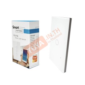 SWUS-U1 สวิตช์เปิดปิดไฟแบบทัชสีขาวหน้าปัดกระจก LN/No-N 220V แบบ1ปุ่มกด (US) แนวยาว