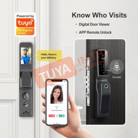 DL-L01 กลอนเปิดปิดประตูอัฉริยะ ควบคุม/สั่งงานผ่าน WiFi บนแอปพลิเคชัน ลายนิ้วมือ รหัสผ่าน คีย์การ์ด1.3MP 7.4V 4200mA