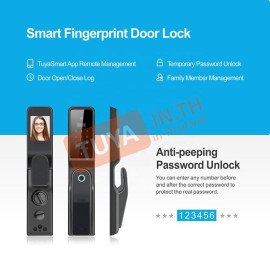 DL-L01 กลอนเปิดปิดประตูอัฉริยะ ควบคุม/สั่งงานผ่าน WiFi บนแอปพลิเคชัน ลายนิ้วมือ รหัสผ่าน คีย์การ์ด1.3MP 7.4V 4200mA