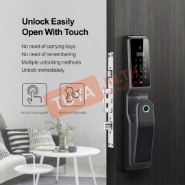 DL-L01 กลอนเปิดปิดประตูอัฉริยะ ควบคุม/สั่งงานผ่าน WiFi บนแอปพลิเคชัน ลายนิ้วมือ รหัสผ่าน คีย์การ์ด1.3MP 7.4V 4200mA