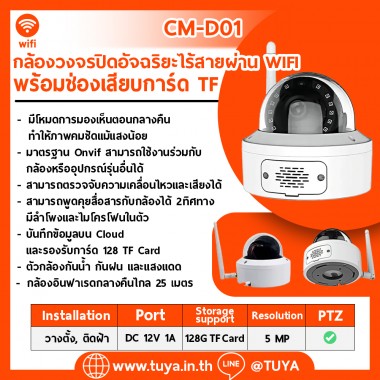 CM-D01 กล้องวงจรปิดไร้สายอัจฉริยะผ่าน WIFI พร้อมเสาอากาศและช่องเสียบการ์ด TF ความคมชัด  1080p ใช้งานภายนอกได้ กันน้ำ