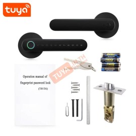 BFDL03 กลอนประตูแบบก้าน Bluetooth ปุ่มแบบทัช ลายนิ้วมือ+แอปพลิเคชัน+กุญแจ+รหัส สีดำ AAA*4 1.5V