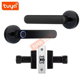 BFDL03 กลอนประตูแบบก้าน Bluetooth ปุ่มแบบทัช ลายนิ้วมือ+แอปพลิเคชัน+กุญแจ+รหัส สีดำ AAA*4 1.5V