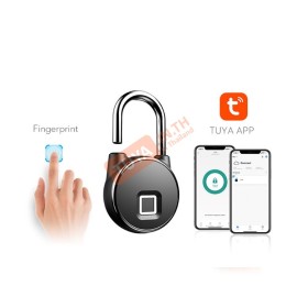 BFP02 แม่กุญแจสมาร์ท ปลดล็อคด้วยลายนิ้วมือ Bluetooth สีดำ 91x54x25 มิลลิเมตร