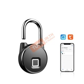 BFP02 แม่กุญแจสมาร์ท ปลดล็อคด้วยลายนิ้วมือ Bluetooth สีดำ 91x54x25 มิลลิเมตร