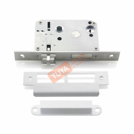 DL-M04 ลูกบิดล็อคประตูแบบก้านจับทรงแคปซูล สีดำ ลายนิ้วมือ+รหัส+การ์ด+กุญแจ WIFI AAA*4