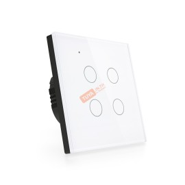 SWEU-E4 สวิตช์เปิด/ปิดไฟแบบทัชสีขาว LN/LL แบบ4ปุ่มทัช (EU) จตุรัส WIFI สั่งเปิด/ปิดผ่านแอพพลิเคชั่นมือถือ 220V 10A