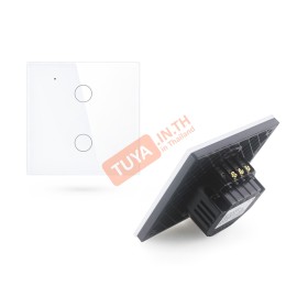 SWEU-E2 สวิตช์เปิด/ปิดไฟแบบทัชสีขาว LN/LL แบบ2ปุ่มทัช (EU) จตุรัส WIFI สั่งเปิด/ปิดผ่านแอพพลิเคชั่นมือถือ 220V 10A