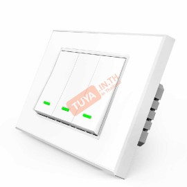 SWUS-M03 สวิตซ์เปิดปิดไฟ 3ปุ่มกด ควบคุมสั่งการด้วยแอปพลิเคชัน ขนาดUS สีขาว AC 110V-220V 15A LL/LN WIFI