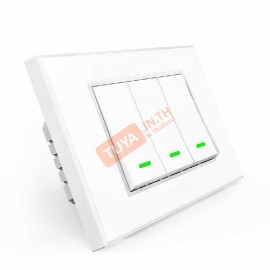 SWUS-M03 สวิตซ์เปิดปิดไฟ 3ปุ่มกด ควบคุมสั่งการด้วยแอปพลิเคชัน ขนาดUS สีขาว AC 110V-220V 15A LL/LN WIFI